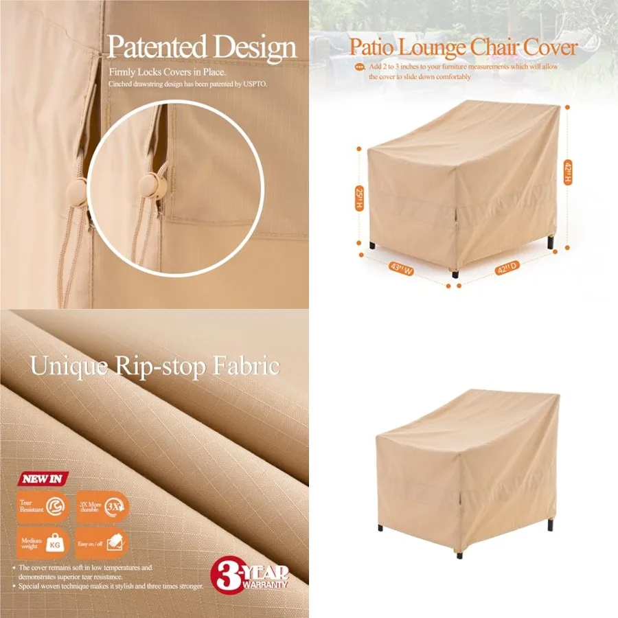 

Patio Chair Covers, Outdoor furniture Cover, Heavy Duty, Waterproof Patio Chair Covers, 42H,,1-Pack