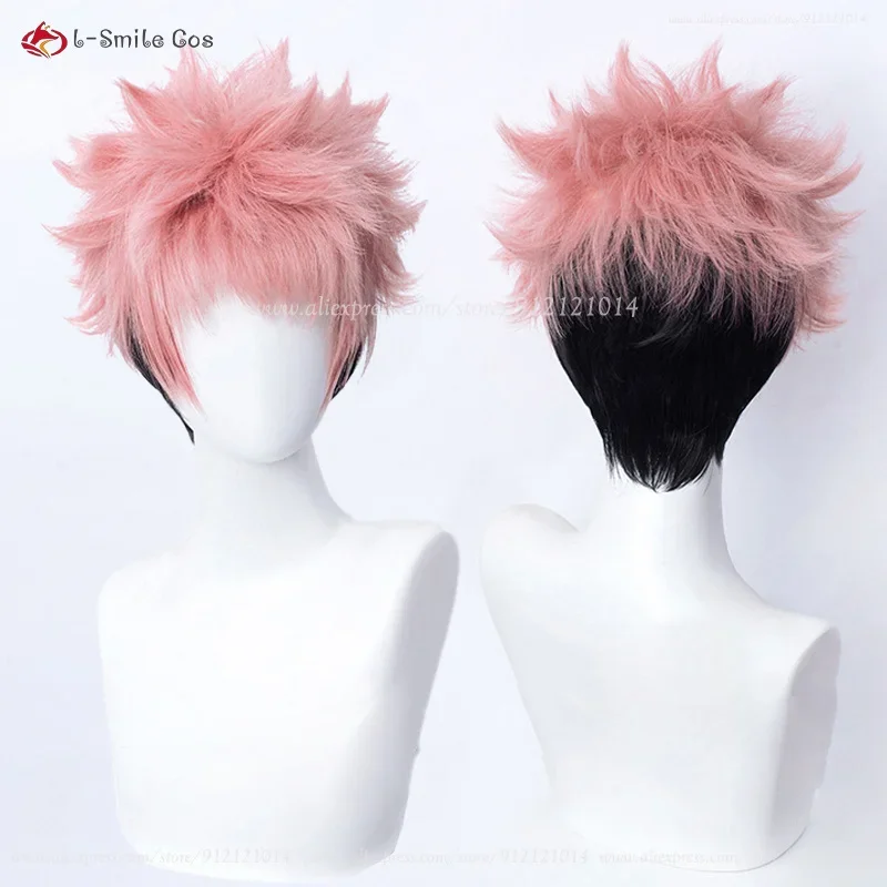 28cm itadori Yuji ryomen Sukuna cosplay wig short pink black itadori Yuji anime wigs heat resistant synthetic wigs wig cap