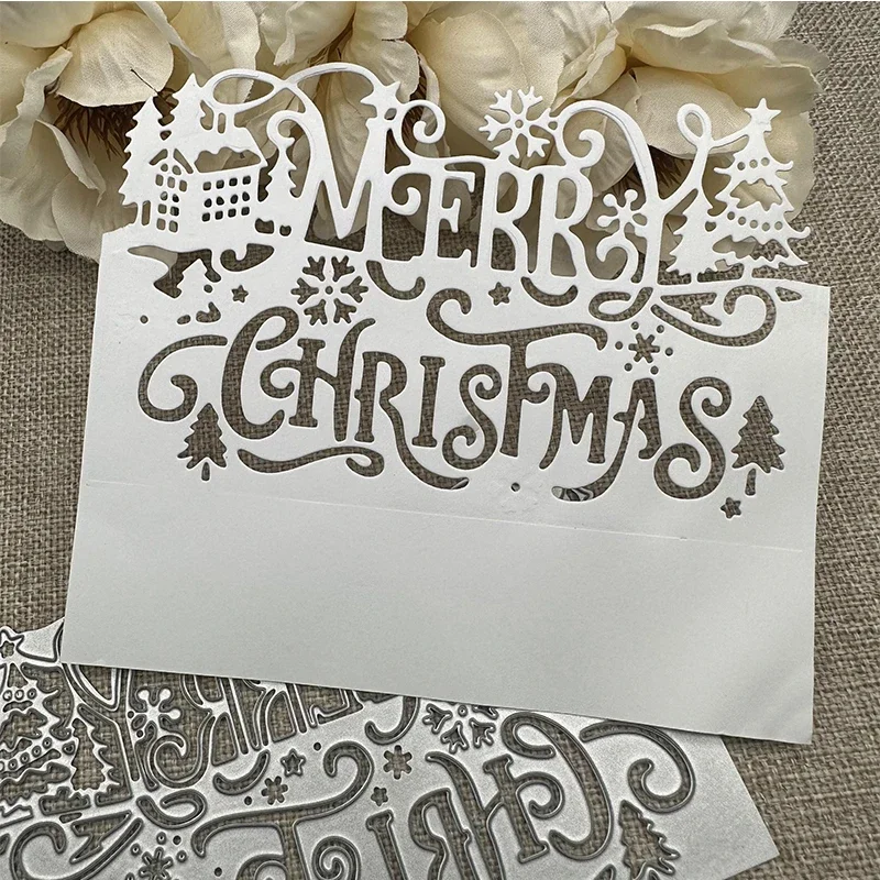 

Веселая рождественская рамка, металлические трафареты для резки, трафареты для DIY, скрапбукинга, декоративная форма для высечки ручной работы