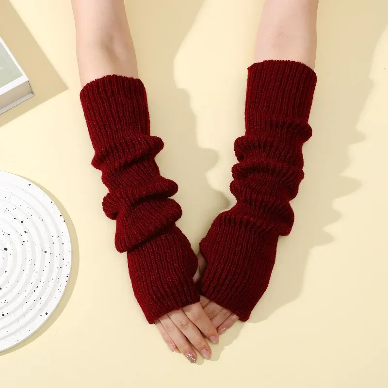 Arm Warmers Free Shipping Sleeves for Women Y2k Accessories Knit Warm Winter Extend Sleeves Fingerless Gloves Black