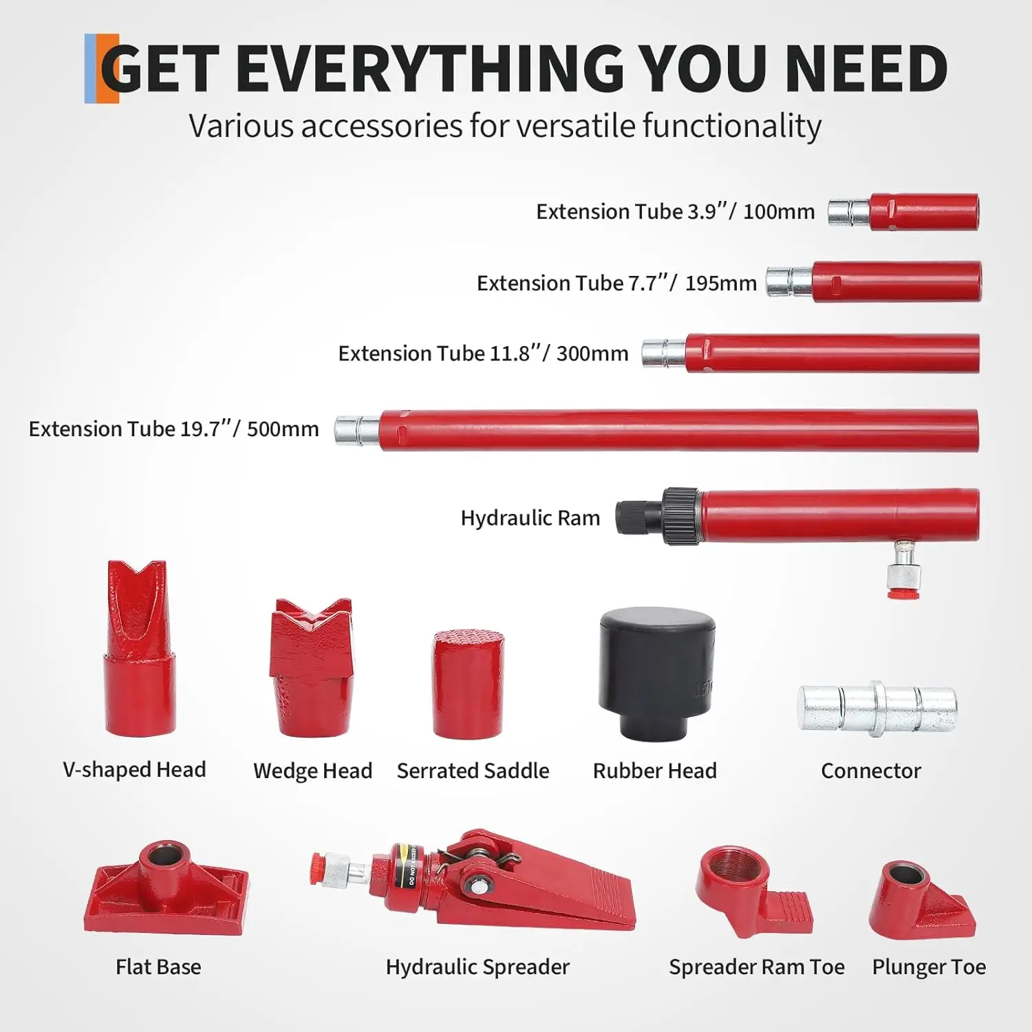 طقم جاك هيدروليكي 4 طن بورتا باور رام هيدروليكي مع مضخة مع خرطوم زيت 4.6 قدم/1.4 متر جاك محمول مع حقيبة تخزين