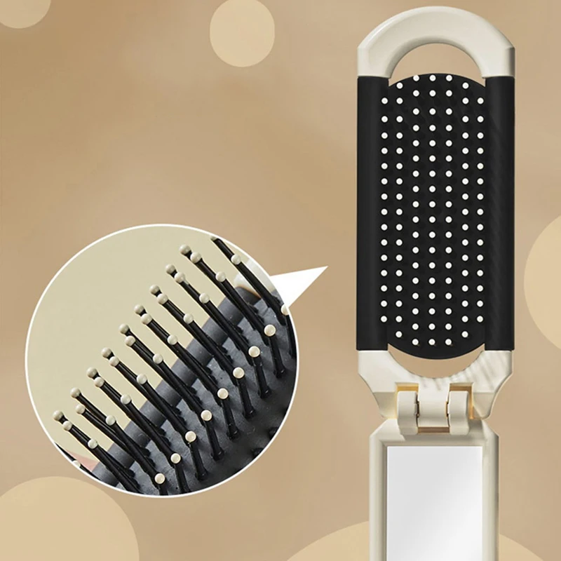 Mini Hair Brush Folding Massage Comb Head Massage Anti-Static Portable Travel Hair Brush Girl Hair Combs With Mirror