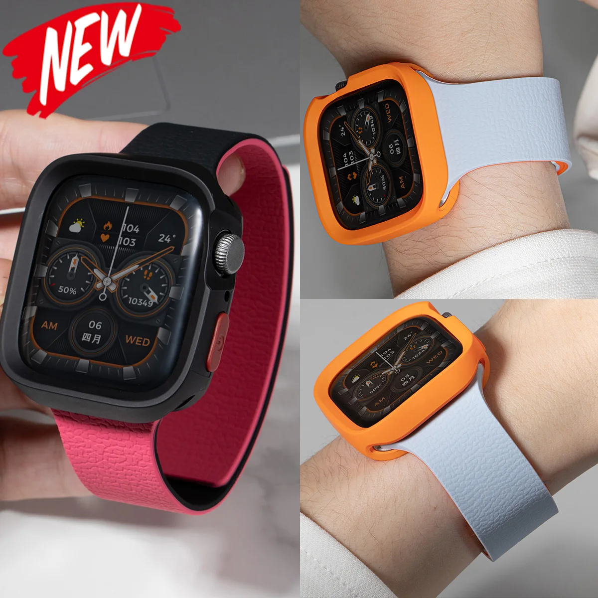 

Магнитный ремешок + силиконовый чехол для Apple Watch Ultra 3/2 49 мм, 44, 45, 40, 41, 42 мм, чехол + браслет для Iwatch Series 11, 10, 9, SE3