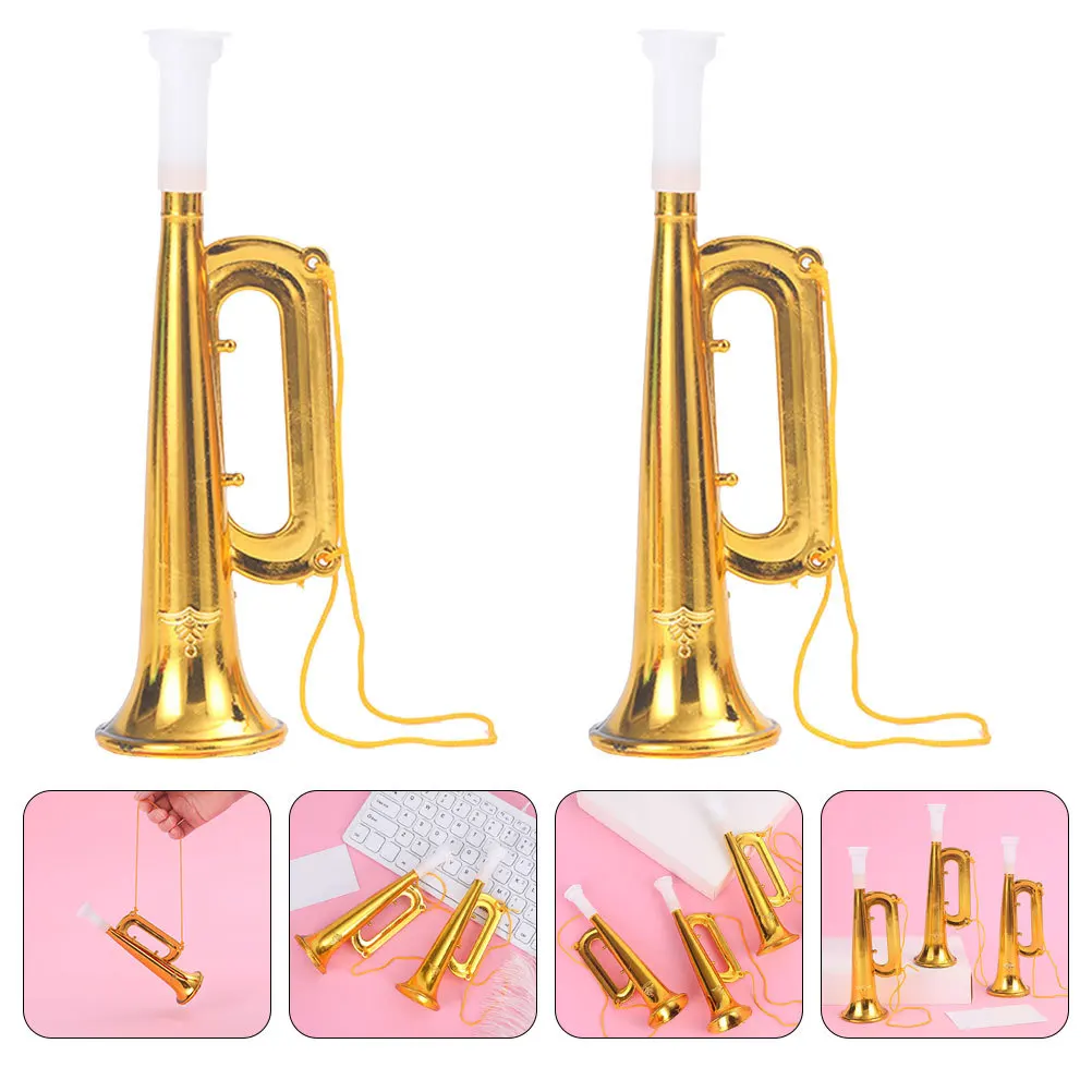 12Pcs Plastic Trumpet Interesting Musical Instrument for Kids Safe ABS Material Compact Children Supplies Small Trumpet