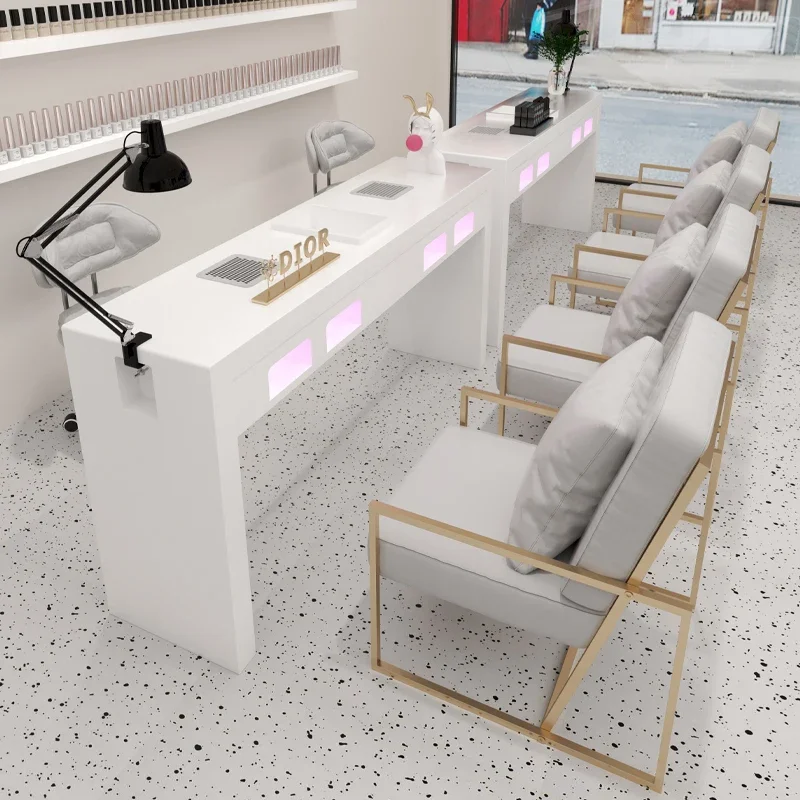 White Drawer Nail Table Stickers Design Lamp Equipment Nail Table Station Cleaner Scrivania Per Unghie Furniture Manicure