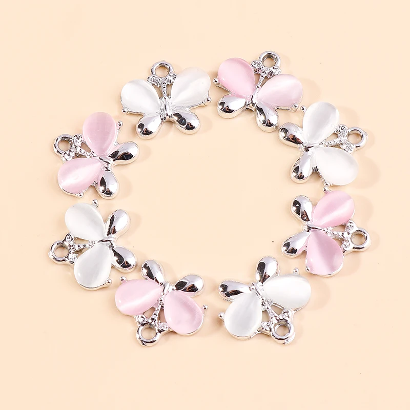 Zarte 10 stücke Opal Stein Schmetterling Charms Silber Farbe Tiere Schmetterling Anhänger für DIY Schmuck Machen Ohrringe Armbänder – Detail 8