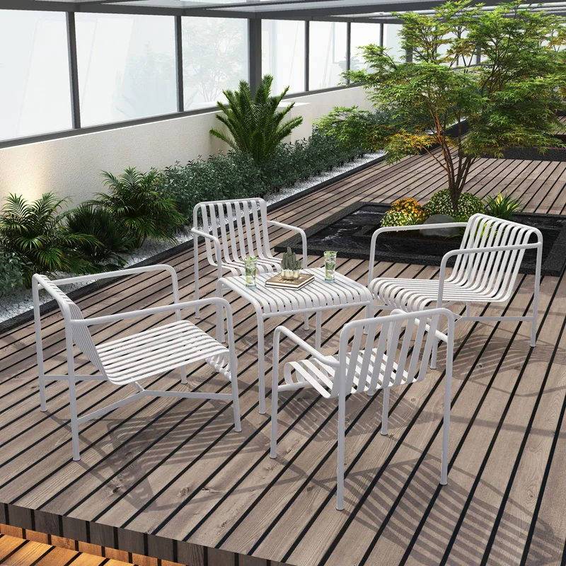 

Modern style outdoor wrought iron small tables and chairs waterproof and sunscreen open-air High Quality