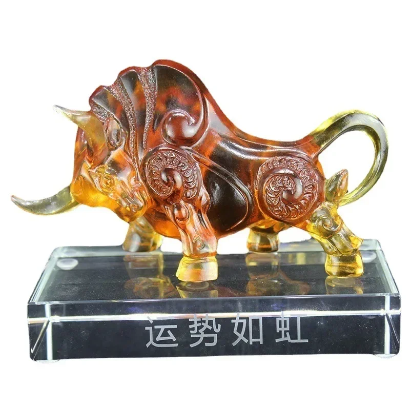 Ancient glazed cow zodiac ornament handicrafts Bank and insurance company opening commemorative gifts