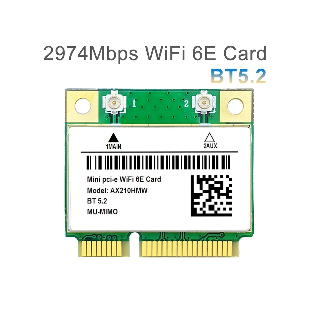 AX210HMW WiFi Card WiFi 6E Mini PCI-E AX210 802.11Ax/Ac 2.4G/5G//6G BT5.2 Wireless Adapter for Laptop