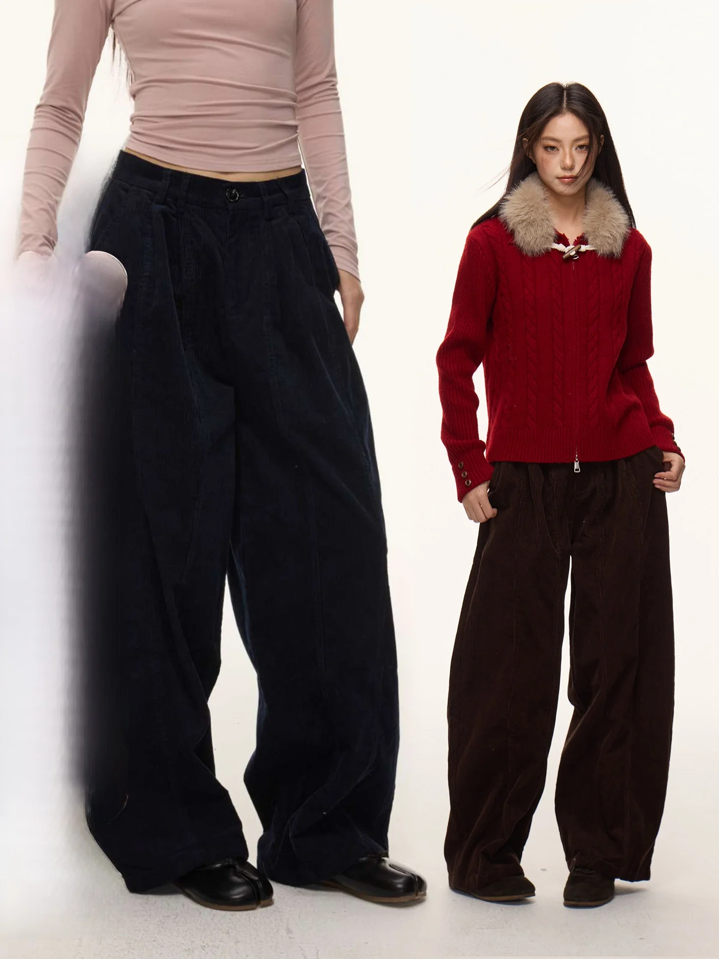 

Nova B Retro Corduroy Pure Cotton Casual Pants High Waist Wide Leg Pants Spring Autumn Loose Women's Fashion Ladies' Clothing