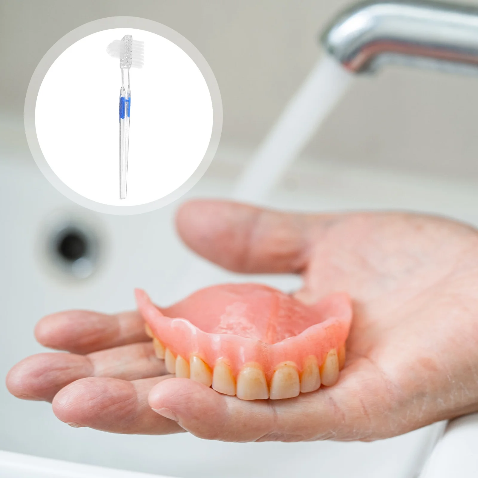 

3Pcs Double Sided Denture Brush Hard Toothbrush Fake Teeth Cleaning Tool Travel Home Care Denture Brush Double Sided Toothbrush