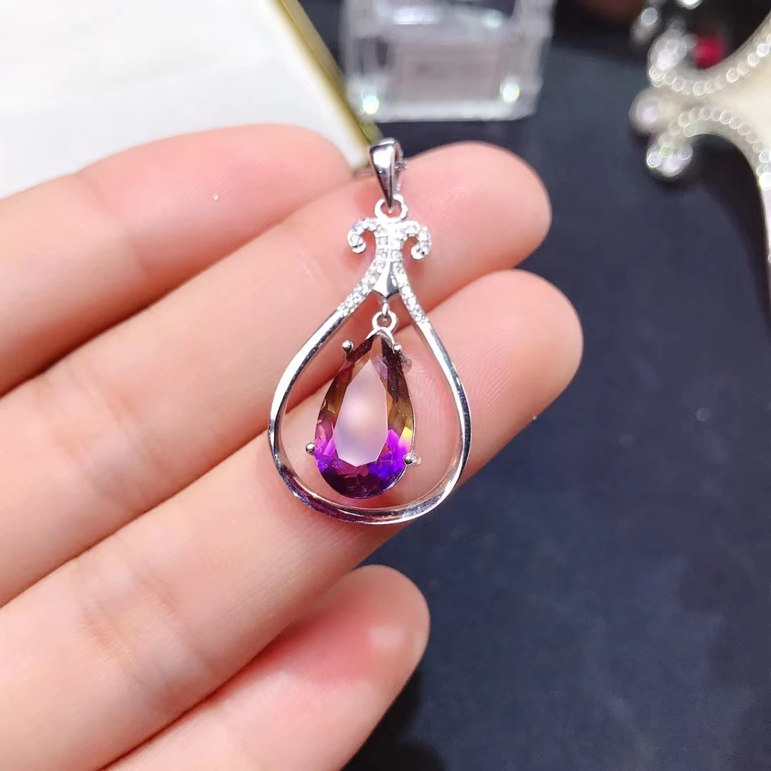 Luxury Water Drop Style Ametrine Pendant for Women Necklace Good Cut Natural Gem New Design Birthday Party Gift view 5
