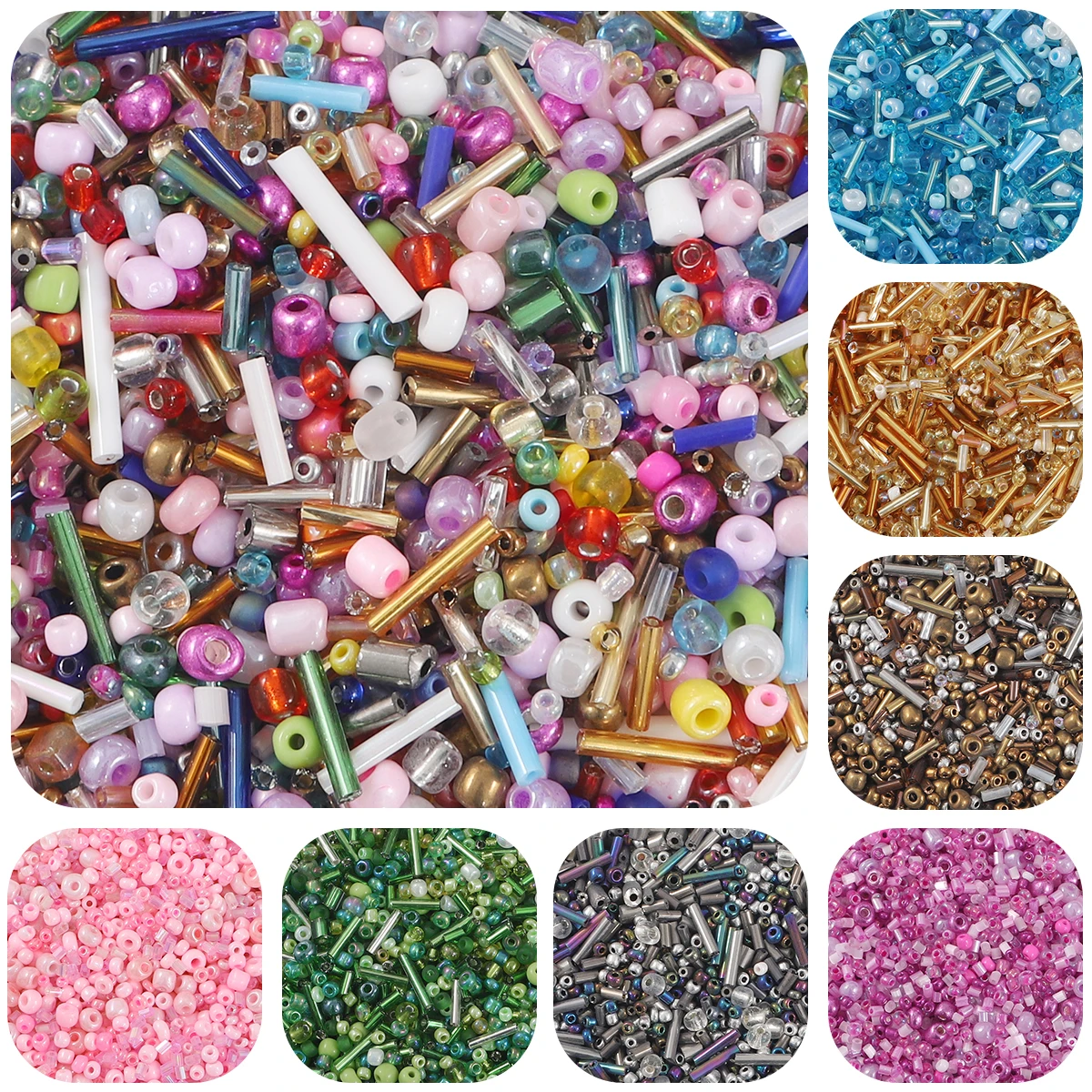 1000Pcs(30g/Bag) 1.5-4.5mm Multi-styles Mixed Glass Loose Spacer Seed Beads for Diy Jewelry Making Bracelets Necklaces Earrings