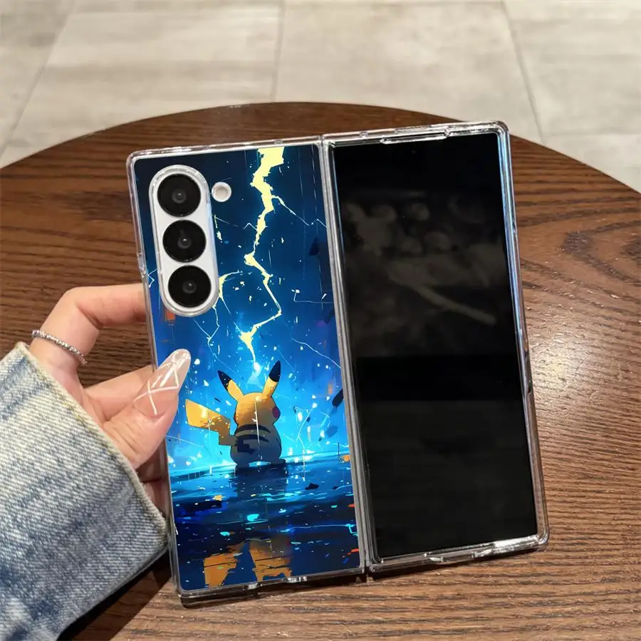 Чехол для Samsung Galaxy ZFold3 ZFold4 ZFold5 ZFold6 ZFold7 Z Fold 7, 6, 5, 4, 3, жесткий чехол для телефона, японский Пикачу, крутой