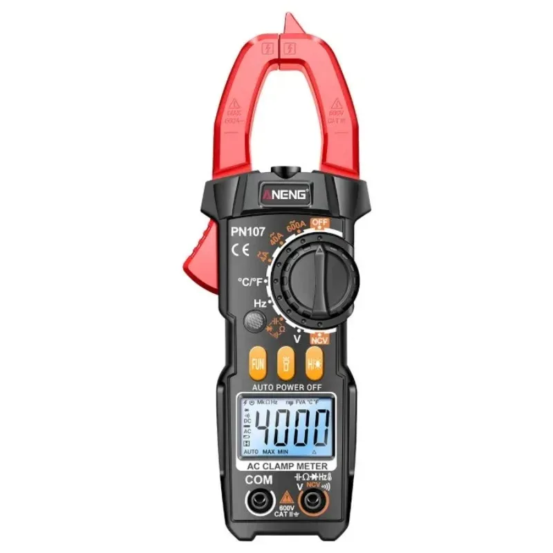 

ANENG PN107 Auto Digital Clamp Meter CAT II 600V AC/DC Voltage Multitester True RMS 4000 Count Electrical Multimeter Tester