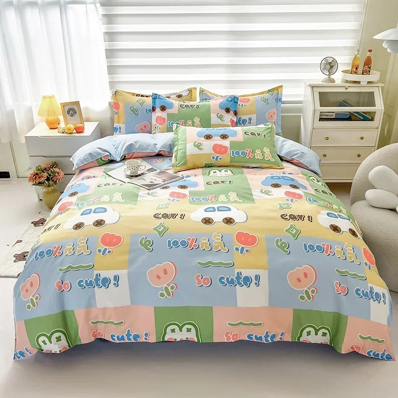 Spring Bedding Set 3Pcs Cartoon Boys Girls Bed Linen Grey Lion Pink Bear Pillowcase Printed Home Linen For Children Kids