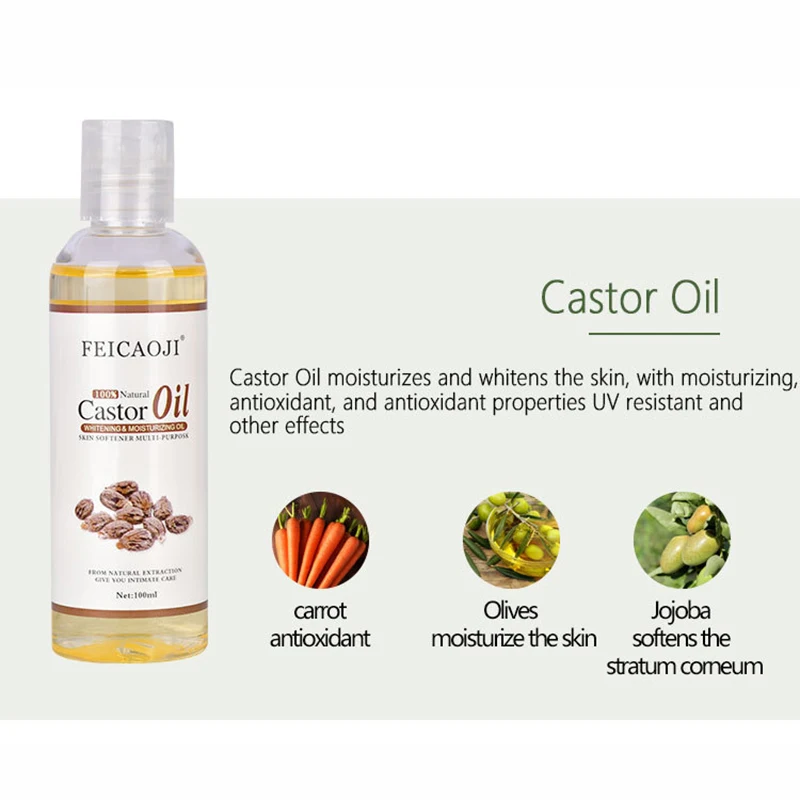 100% Organic Pressed Castor Oil for Face Relaxation Essential Oil Mixing Massage Body Oil Moisturizer Whitening For Skin 100ml