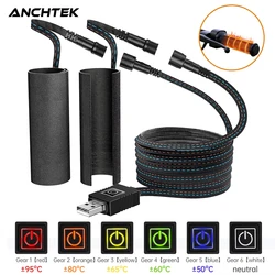 Anchtek Heated Motorcycle Handlebar Grips 5V USB 6 Gear Warmer Electric Heated Grip Cover Anti Vibration Anti Slip Hot Handlebar