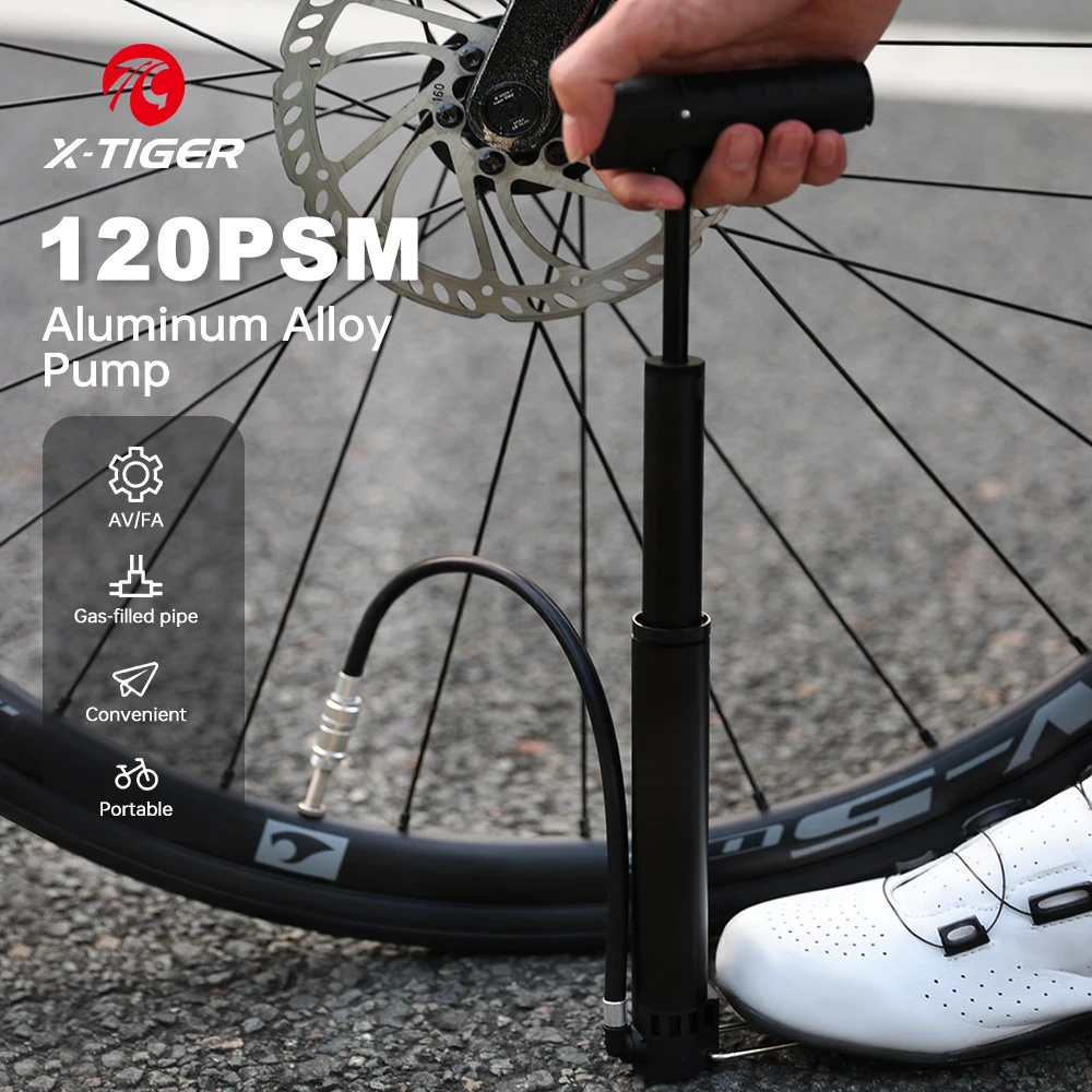 X-TIGER Portable Bicycle Air Pump 120PSI Riding Mini Mountain Road Bike Pump Multi-functional Basketball Soccer Manual Pump