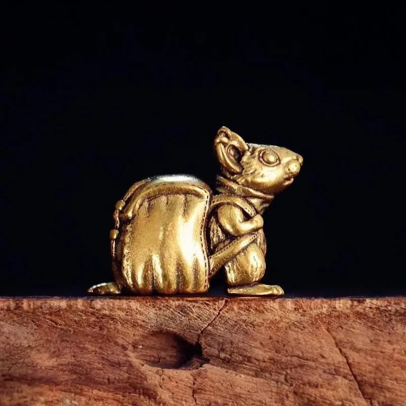 Kupfer-Rattenfigur, Messing-Rucksack-Maus, Feng-Shui-Schreibtisch-Ornamente, Glücksbringer für Wohlstand, Heimdekoration – Detail 8