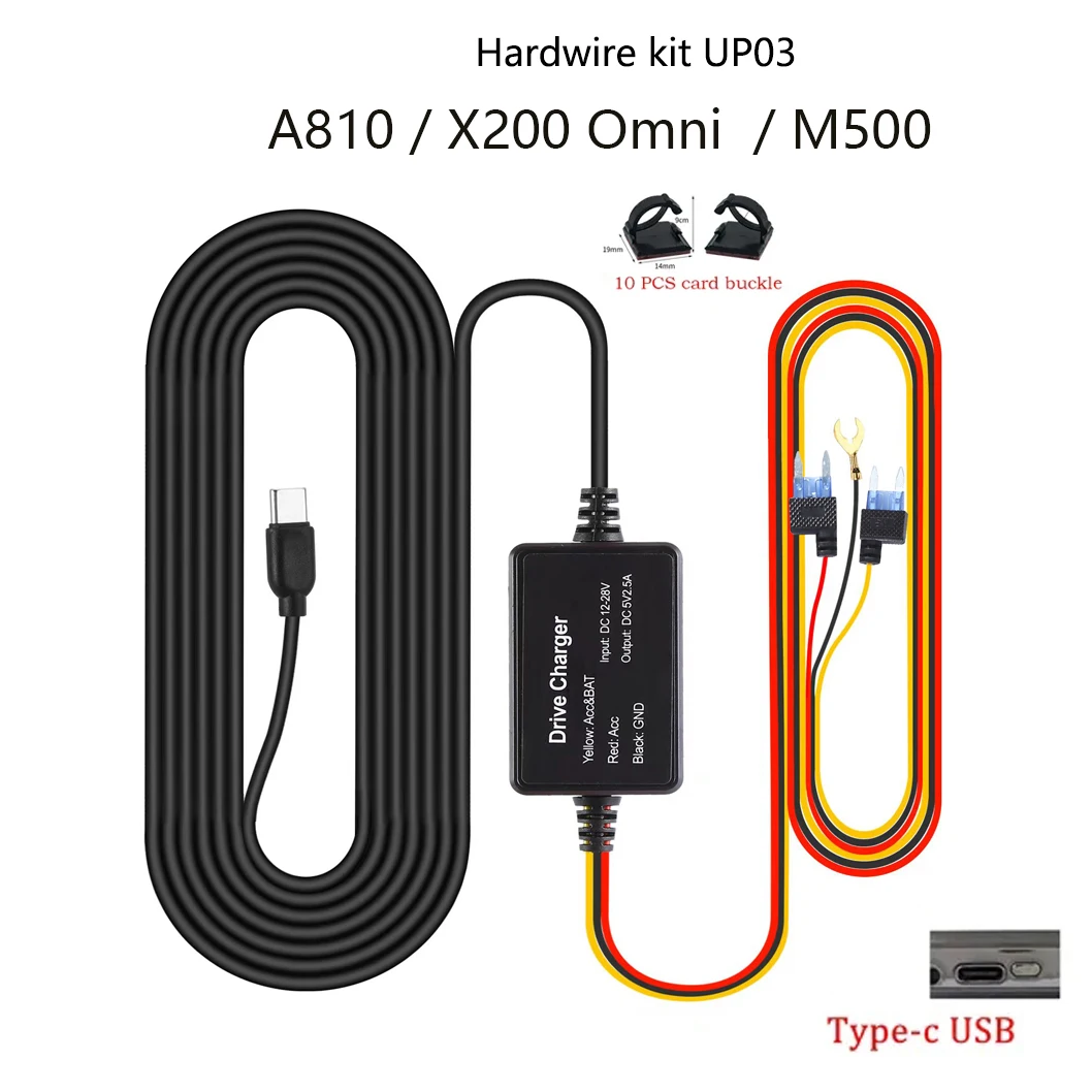 

Комплект для 70mai Hardwire A810 UP03 только порт Type-c для 70mai X200 Omni M500 24 часа монитор парковки линия питания