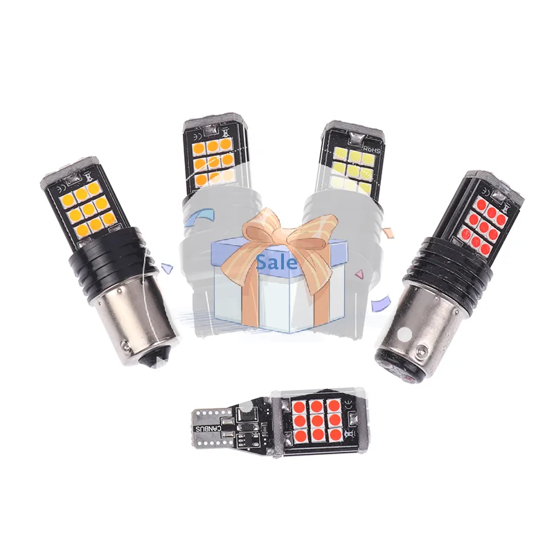 مصباح سيارة LED أحمر عالي الجودة، T20 1156 T15 3030 24SMD مصباح عكسي تلقائي مع وظيفة الانعطاف والفرامل.