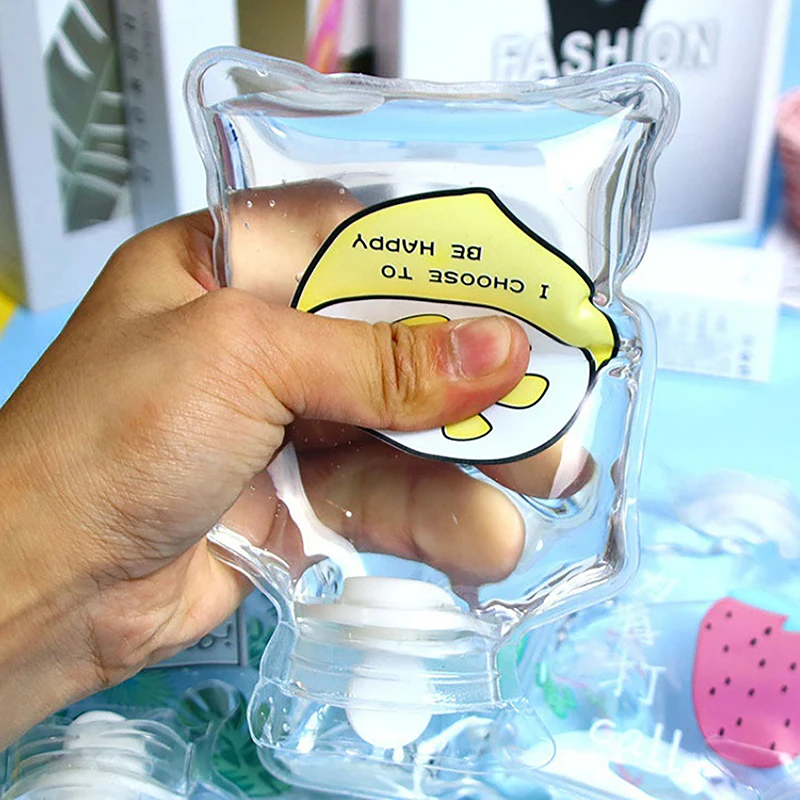 만화 투명 물주머니 휴대용 물 충전 뜨거운 물병, 핸드 워머 포켓, 손 발, PVC, 1 PC