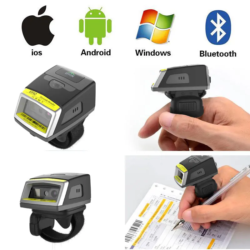 Industry-grade Mini Size 550mAh 2D Ring Barcode Scanner Portable Qr Code Wireless Wearable Leather Scanner