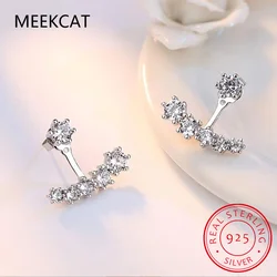 925 Sterling Silver Simple Korean Pave Zircon Mini Small Stud Earrings for Teen Women Daily Life Party Piercing Jewelry BKEJ305