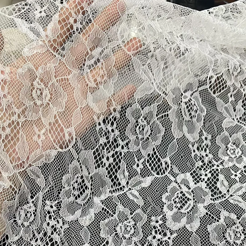 

Rose lace mesh fabric is used for wedding dresses, veil, underwear accessories, tablecloth decoration fabric, 150cm wide
