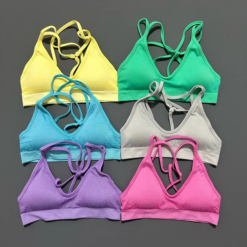 

Ignite Cross Back Sports Bra Women‘s Seamless Yoga Top Bra Medium Support Padded Gym Crop Top Stretchy Fitness Sports Top