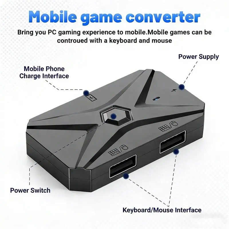 

Комплект FULL-Mobilador для мобильных игр: конвертер, игровая клавиатура, мышь M1 Pro+ 5 в 1, комбо-контроллер с Bluetooth-подключением