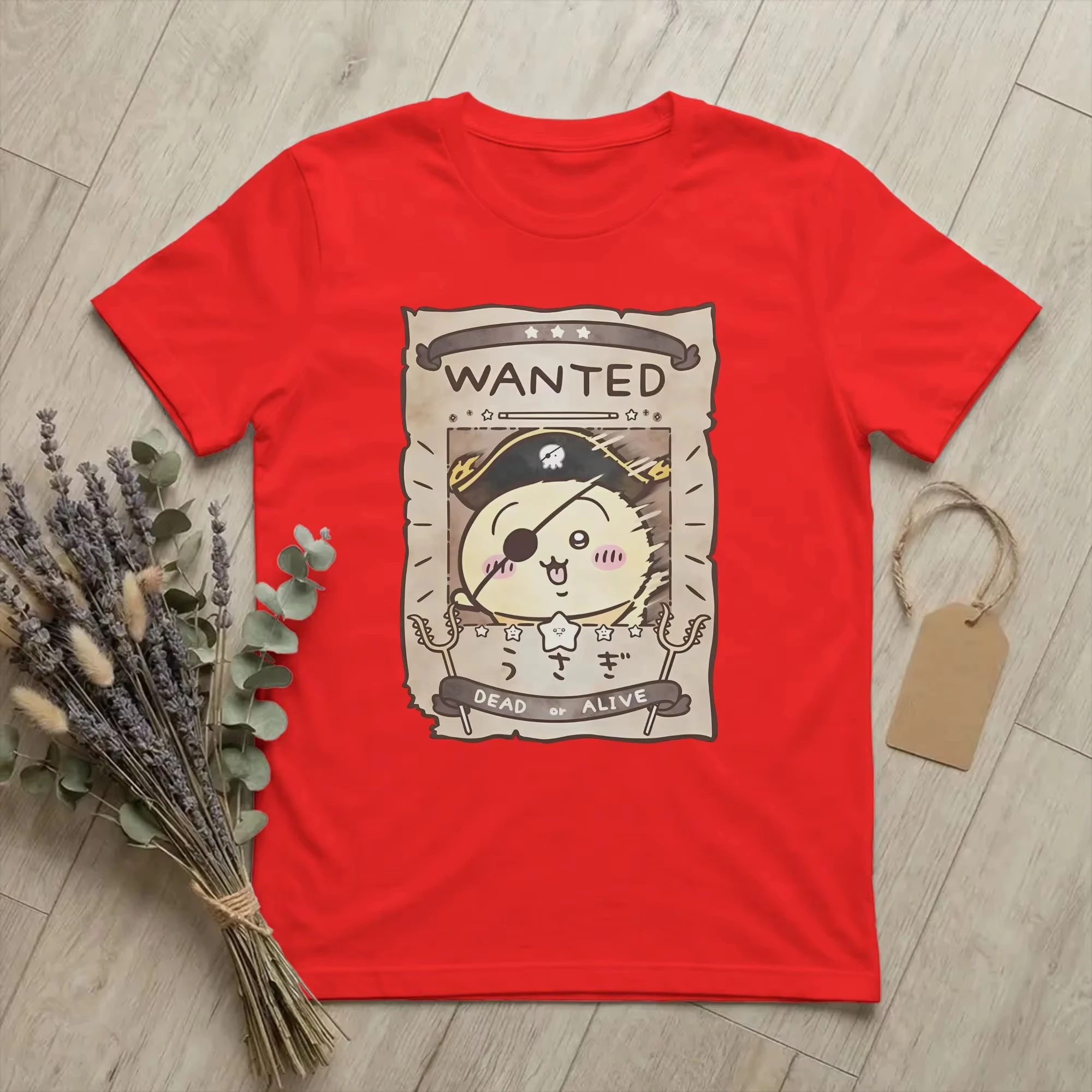 Usagi Chiikawas Cute Pirate T Shirt Clothes Vintage Short Sleeve Round Collar Tee Shirt Adult T-Shirts