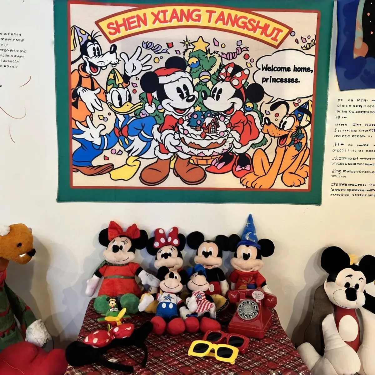 ديزني ميكي الكرتون لطيف خمر عيد الميلاد ملصق الإبداعية شخصية تحت عنوان خلفية القماش الديكور شنقا القماش هدية #2