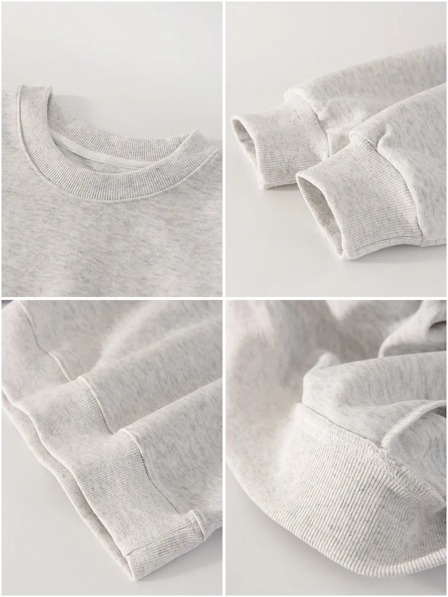 Streamgirl Loose Sweatshirt Women Autumn Basic Plain Sport Cotton Pullover Casual Navy Blue Women Sweatshirts High Quality Tops
