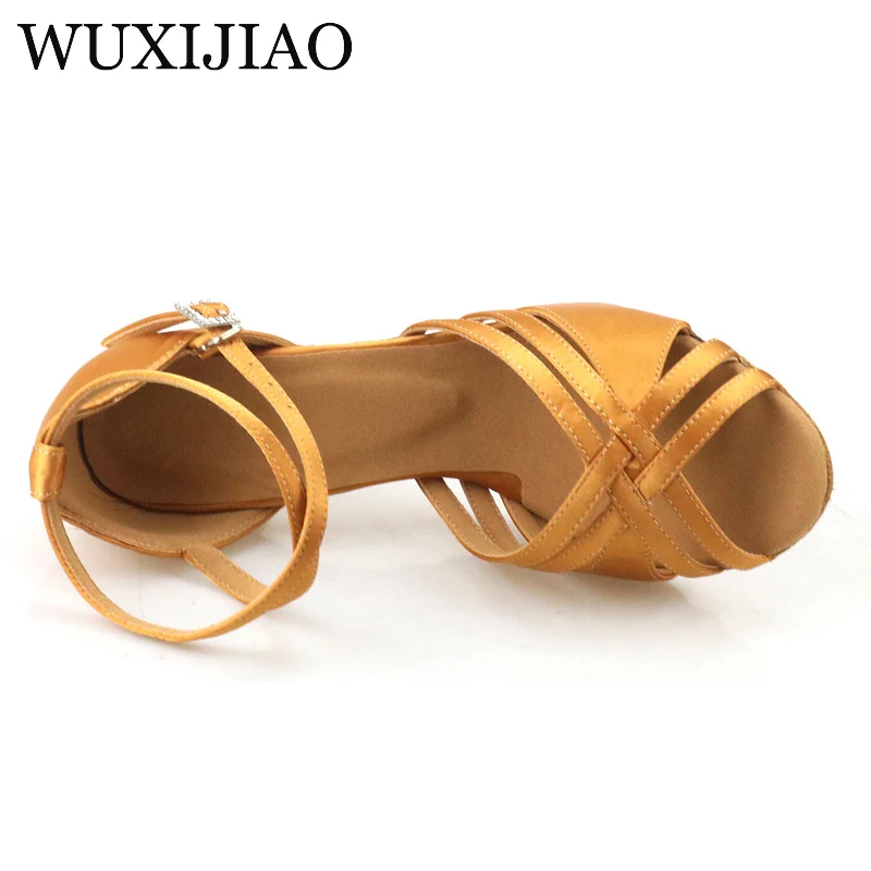 WUXIJIAO-Chaussures de danse latine pour femmes, talons en bronze