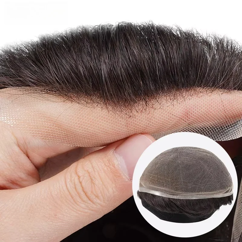 

Французский кружевной мужской парик, немецкий кружевной парик для волос, отбеленные узлы, мужские системы замены волос, парики для лба