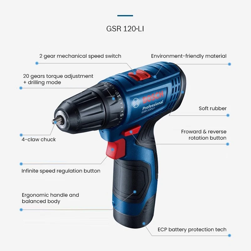 Bosch GSR120 Li Profession Power Drill Screwdriver Rechargeable Handheld Cordless Screwdriver Machine No battery/ Single battery