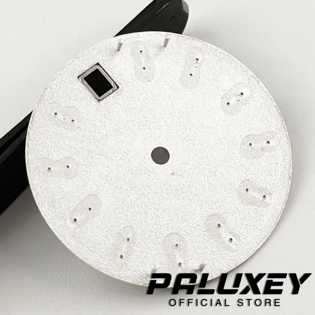 실버 골드 로즈 시계 다이얼, 수직 광택 텍스처 표면, 날짜 기계식 시계 페이스, NH35/NH36 무브먼트용, NH35 29mm