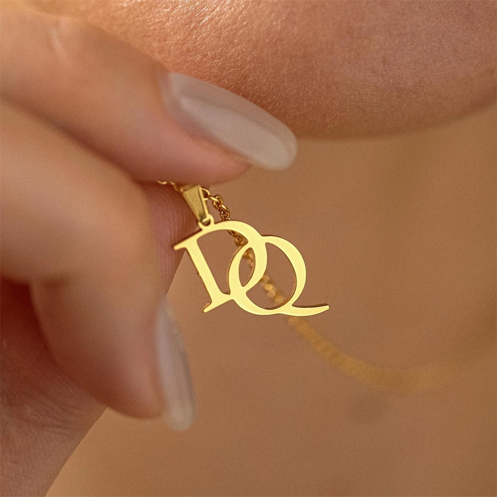 

Ожерелье с двойной инициалами, персонализированный подарок на память, индивидуальное имя, два буквы, кулон, ожерелье для женщин, ювелирные изделия для пар, колье BFF