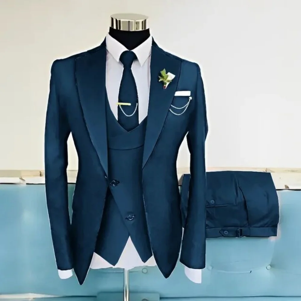 

Bonito ternos masculinos 3 peças único breasted blazer outfits moda diária casual fino ajuste noivo festa de casamento negócios
