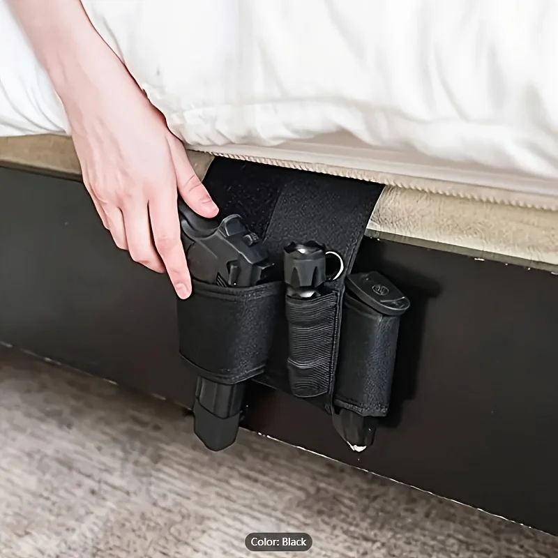 Tactical Bedside Gun Holster, Under Mattress Handgun Holster with Flashlight Loop Holder, Suitable for Car Seats, Bedside, Sofa image 6