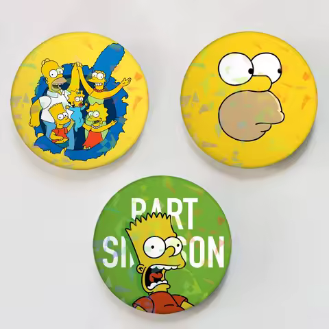 Funny Cartoon The S-SiMPsOnS-S Round Badge for Backpack Accessories Laser Lapel Pins Jewelry Gifts