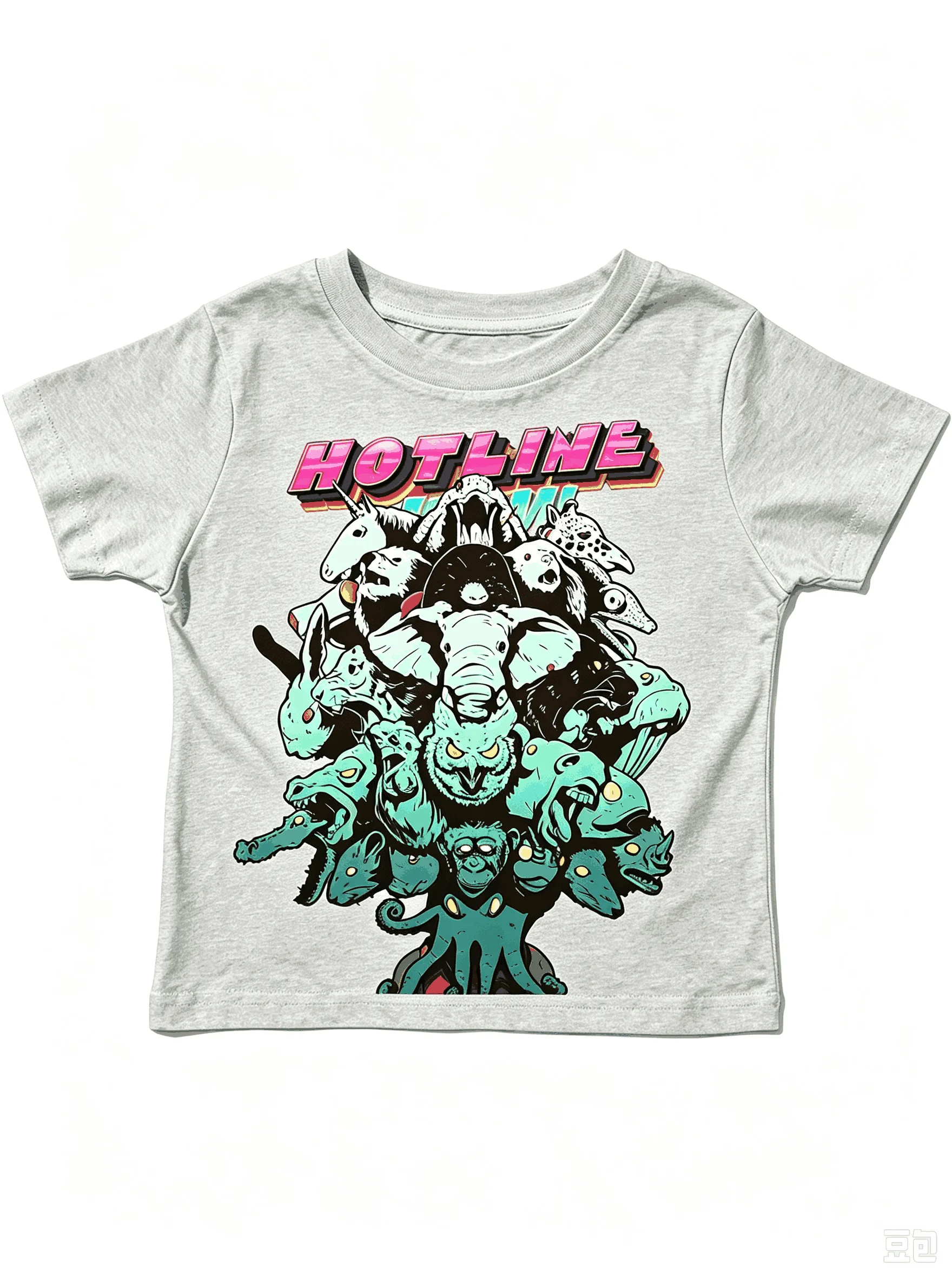 HOTLINE MIAMI Printed Cotton Neutral O-Neck Short Sleeve Streetwear Trendy Cotton Oversized Unisex Vintage Loose Breathable soft