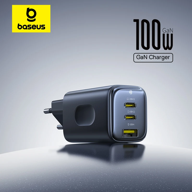 Baseus 100W Fast Charger For Tablet Laptop Quick Charger USB C Phone Charger For iPhone 17 16 Pro Samsung Macbook GaN Charger