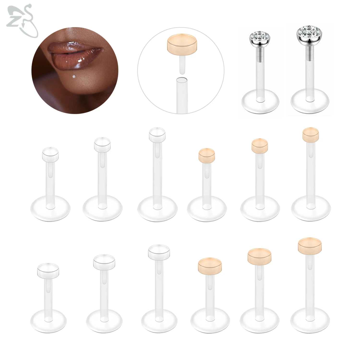 

AOEDEJ 10pcs/lot Plug-In Style Anti-Allergy Acrylic Labret Lip Stud Set Transparent Invisible Stud Earrings Piercing Jewelry 16G