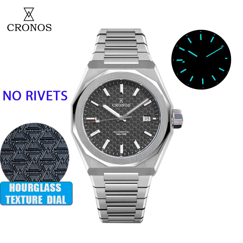Jonos jam tangan pria mewah untuk pria 39mm Skyline PT5000 SW200 gerakan jam tangan otomatis safir 10ATM tembus pandang kembali L6028M