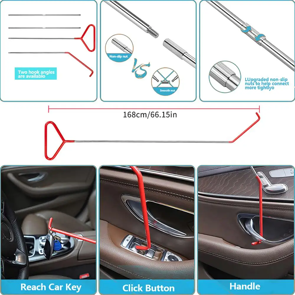 18-Piece Car Emergency Kit: Window Wedge, Air Wedge Pump, Long Reach Grabber & Trim Removal Tool