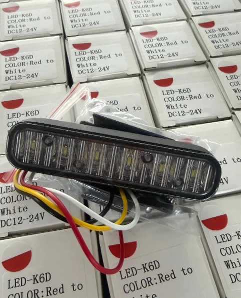 Dual Color Motorcycle 6 LED Strobe Light Environmentally 12V/24V New Cars Warning Accessory Vehicle Grill Accessory in stock