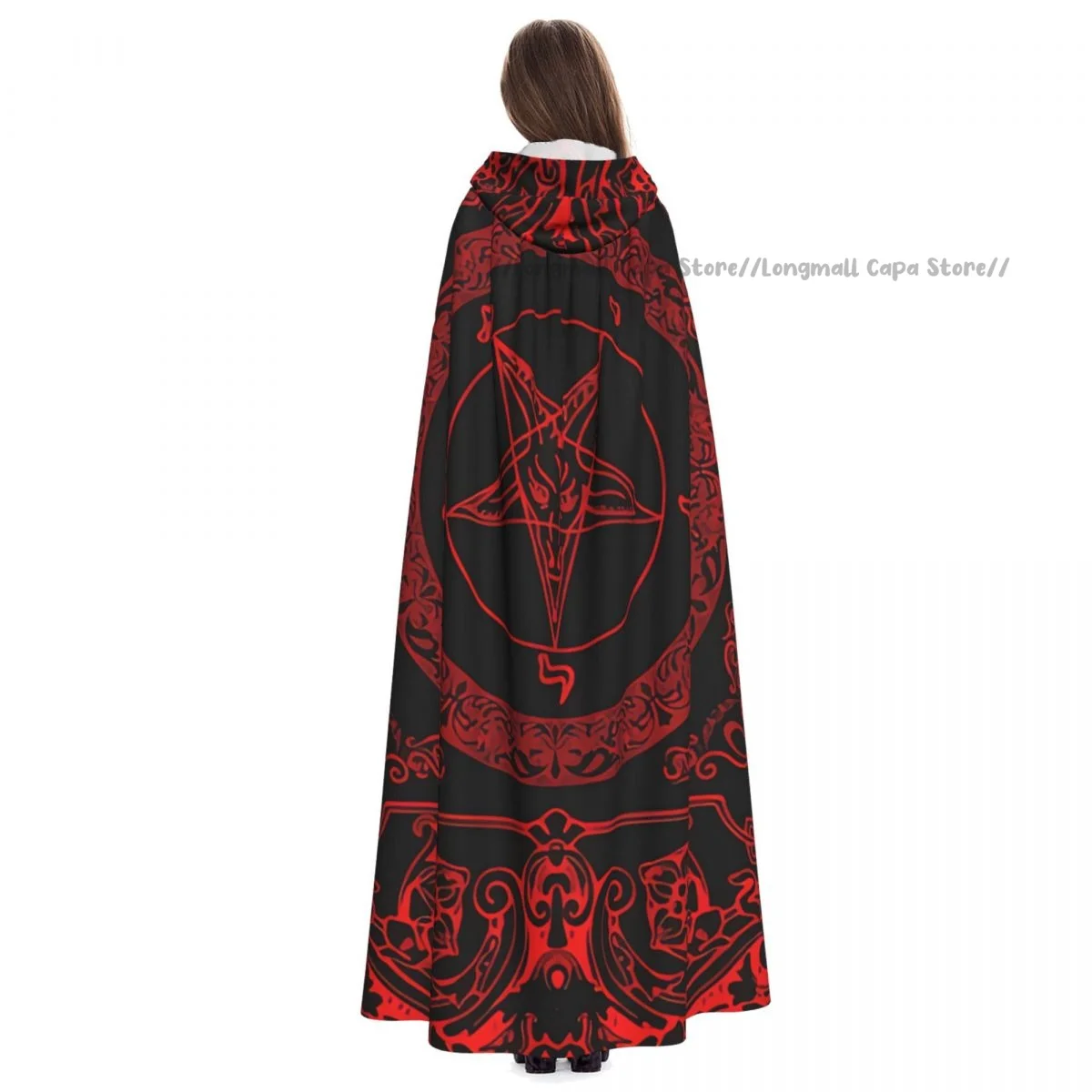 Cosplay Medieval Costumes Pentagram Baphomet Hooded Cloak Capes Long Robes Jackets Coat Carnival